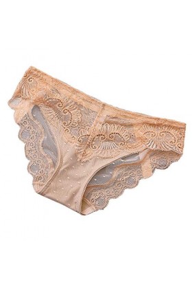 Culotte en Soie Glacée sans Couture pour Femmes Culotte Femme Taille Midi Confortable Slip Sexy Femmes Crochet Dentelle Sexy 