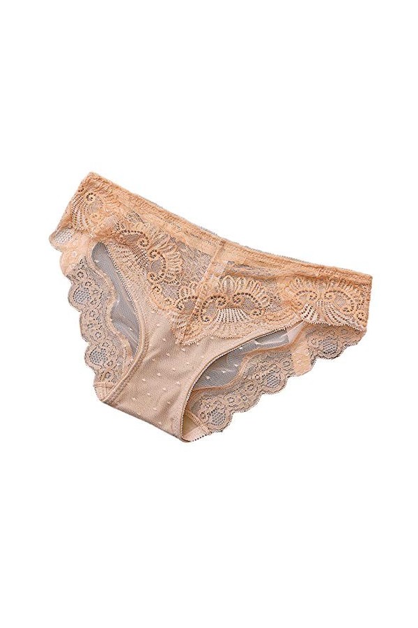 Culotte en Soie Glacée sans Couture pour Femmes Culotte Femme Taille Midi Confortable Slip Sexy Femmes Crochet Dentelle Sexy 