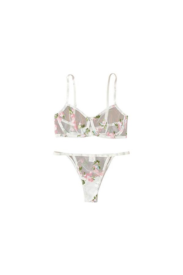 sous-Vetements Femme Dentelle Ensemble Soutien Gorge et String Erotique Lingerie Sexy Ensemble 2 Pièce Vêtements De Nuit Sexy