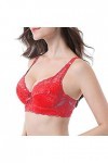 Bustier Femme Gros Seins Femme Sexy Dentelle Froncé Bretelles Soutien-gorge Corset Lingerie Yoga Tenue Femme, rouge, 90C