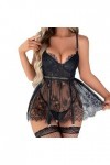 VRTUR Ensemble de Lingerie Femme Dentelle Bralette et Culotte Ensemble Lingerie à Bretelles Dentelle Lingerie Sexy Lingerie F