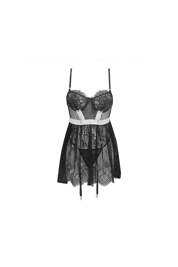 VRTUR Ensemble de Lingerie Femme Dentelle Bralette et Culotte Ensemble Lingerie à Bretelles Dentelle Lingerie Sexy Lingerie F