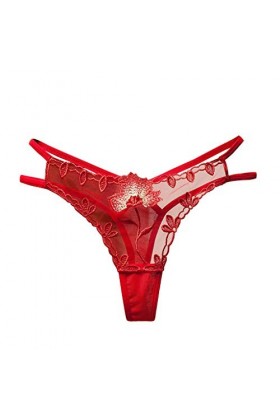 UOWEG Thong Femmes Thong Dames sous-vêtements Culottes Culottes Sexy Dentelle Lingerie Sexy Bleu Red, One Size 
