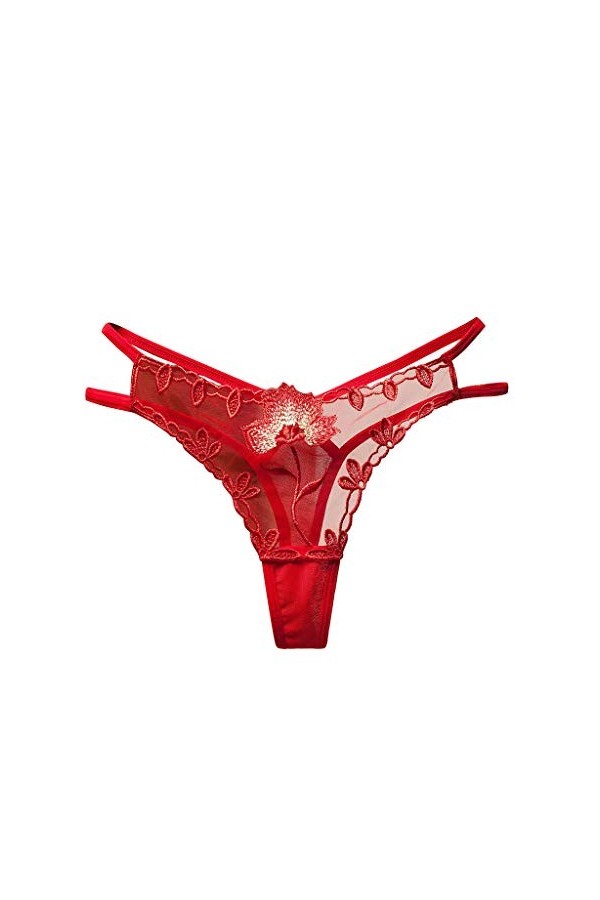 UOWEG Thong Femmes Thong Dames sous-vêtements Culottes Culottes Sexy Dentelle Lingerie Sexy Bleu Red, One Size 