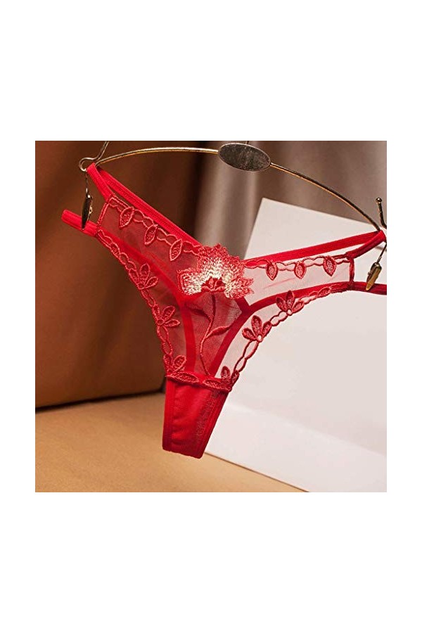 UOWEG Thong Femmes Thong Dames sous-vêtements Culottes Culottes Sexy Dentelle Lingerie Sexy Bleu Red, One Size 