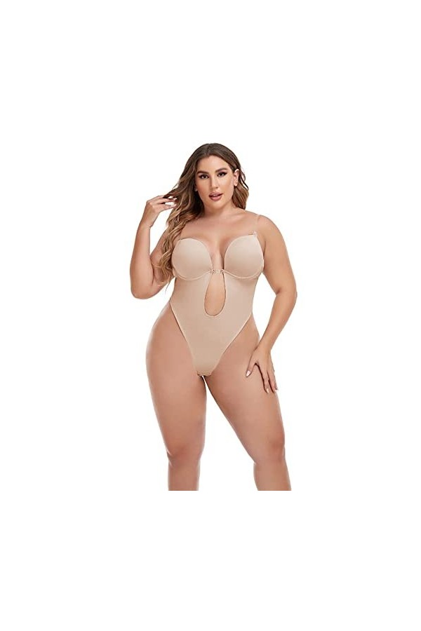 Générique Brassière Sexy Shapewear pour Femmes Taille Plus Dos Soutien-Gorge Intégré Body Shaper sans Couture avec Entrejambe