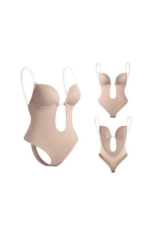 Générique Brassière Sexy Shapewear pour Femmes Taille Plus Dos Soutien-Gorge Intégré Body Shaper sans Couture avec Entrejambe