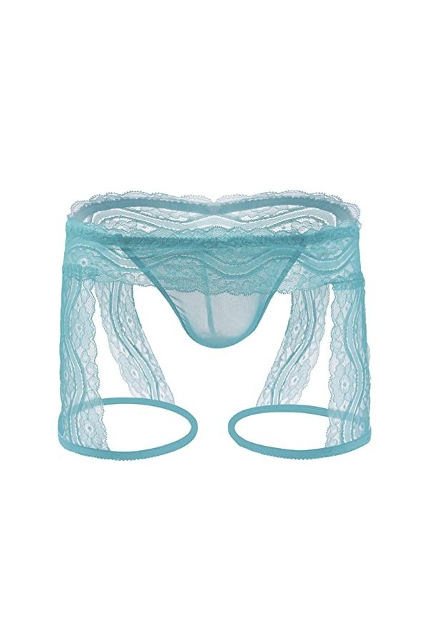 LDadgf Ensemble lingerie sexy pour adulte avec jarretière, bleu clair, XL