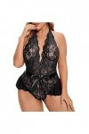 Ensemble de lingerie 2 pièces pour femme avec soutien-gorge à lanières et sous-vêtements sexy, Noir , XXXXL