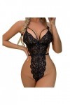 LDadgf Ensemble de lingerie sexy en dentelle avec anneau en acier - Ensemble de lit double en dentelle - Noir - Taille S