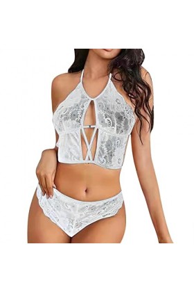 Sexy Femme Dentelle Blouse Sous-Vêtements Costume Laçage Réglable Dos Nu Lingerie Lingerie Bleu Femme, Blanc., XXXL