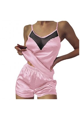 Lingerie Femme Sexy Ensemble Homme Sexy Hot y.2k Ensemble de vêtements de Nuit en Satin de Soie Pyjamas Femmes vêtements de N