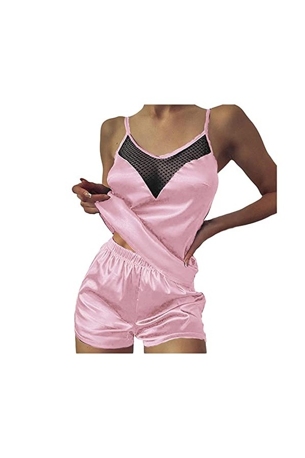 Lingerie Femme Sexy Ensemble Homme Sexy Hot y.2k Ensemble de vêtements de Nuit en Satin de Soie Pyjamas Femmes vêtements de N
