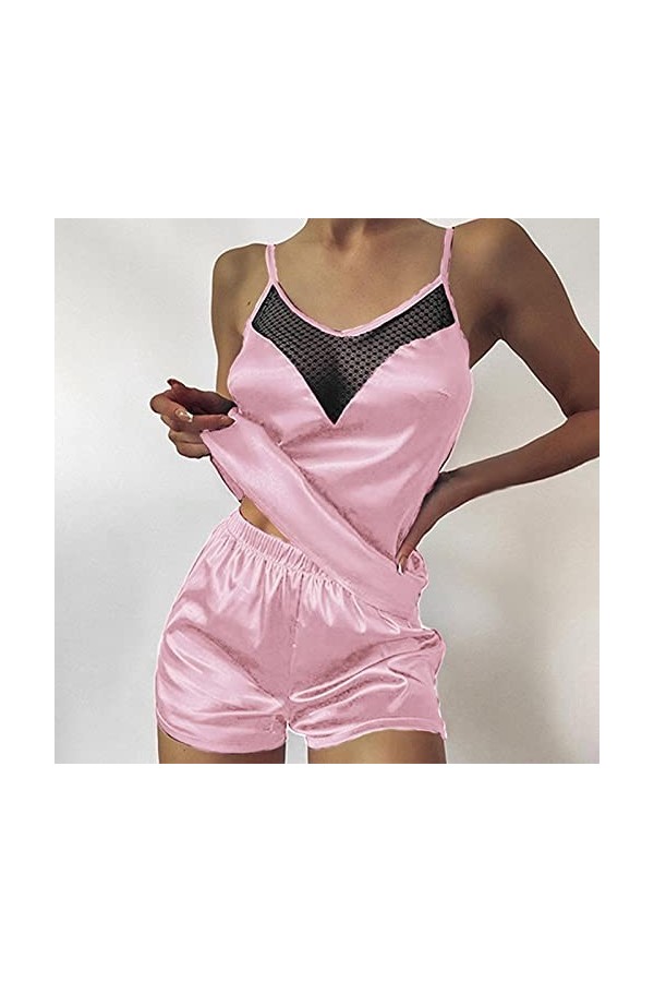 Lingerie Femme Sexy Ensemble Homme Sexy Hot y.2k Ensemble de vêtements de Nuit en Satin de Soie Pyjamas Femmes vêtements de N