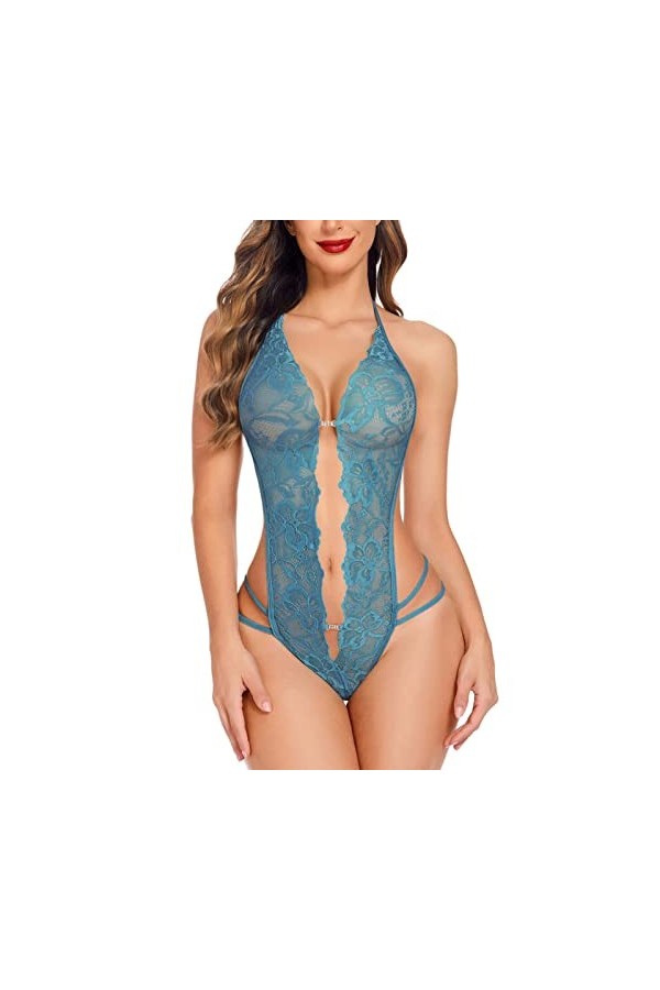 Générique Lingerie Sexy Femme Femmes 1 Pièce Lingerie Sexy Dentelle Body Deep V Teddy Nuisettes S ~ XXL Lingerie Maillot De B