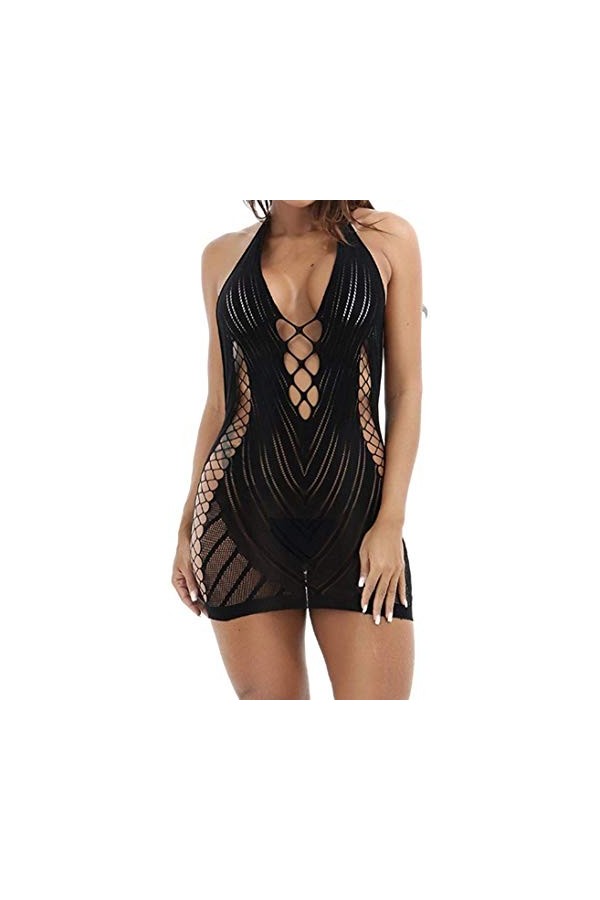 Czizi Combinaison sexy dos nu pour femme - Noir - Taille Unique