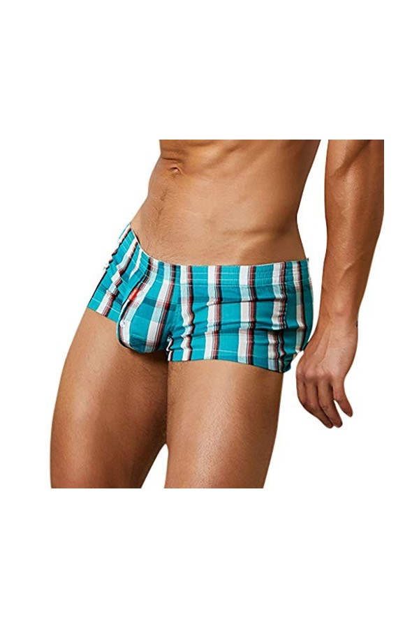 BOTCAM Sous-vêtements pour homme - Boxer pour homme - Style sexy - Mode - Sous-vêtements confortables et sexy - Doux, bleu, L