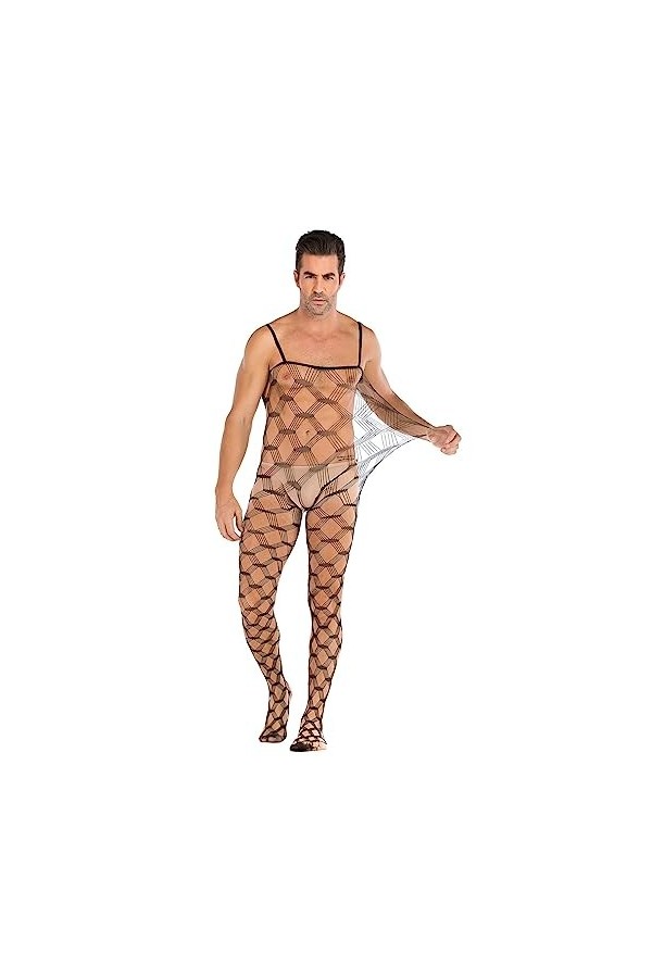 Générique String Homme Sexy Hot Dentelle Slips Boxer Collants Sexy en résille pour Hommes Robe avec Capuche M, One Size 
