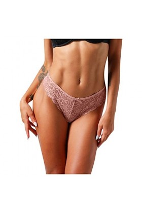 UOWEG Dentelle Creuse Culotte Lace-up Crochet sous-vêtements pour Femmes Culottes Sexy Out Dentelle Sexy Pink, M 