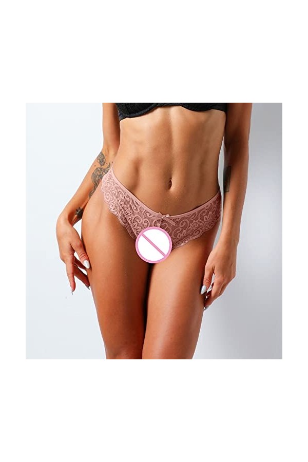 UOWEG Dentelle Creuse Culotte Lace-up Crochet sous-vêtements pour Femmes Culottes Sexy Out Dentelle Sexy Pink, M 
