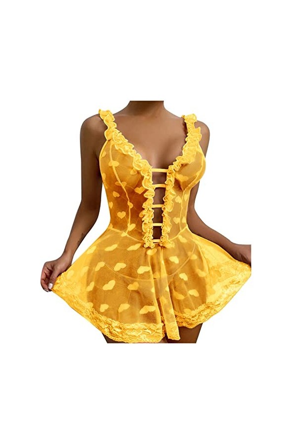 Lingerie Femme Sexy Ensemble Homme Sexy Hot y22k Femmes Sexy Mignon Amour Filles Robe en Dentelle découpe Robe à Bretelles s
