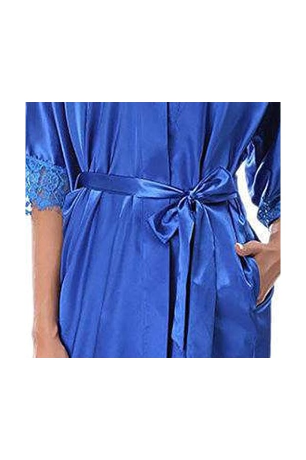 Peignoir confortable à manches mi-longues pour femme Bleu Taille L