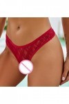 UOWEG Hollow Crochet pour Les Femmes Culotte Dentelle Out Lace-up Tenue Sexy Coquine Hot Latex Red, M 