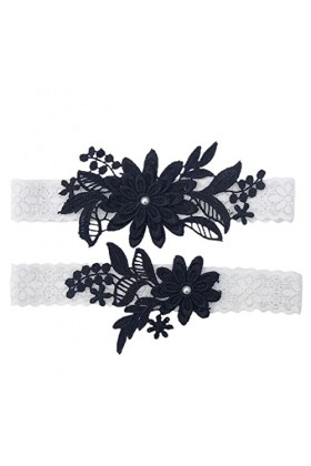 Fulenyi Mariage - Jarretière en Dentelle avec Marguerite,Ceinture Jarretelles Florales, Cadeau Mariage Perles Cousues à la Ma