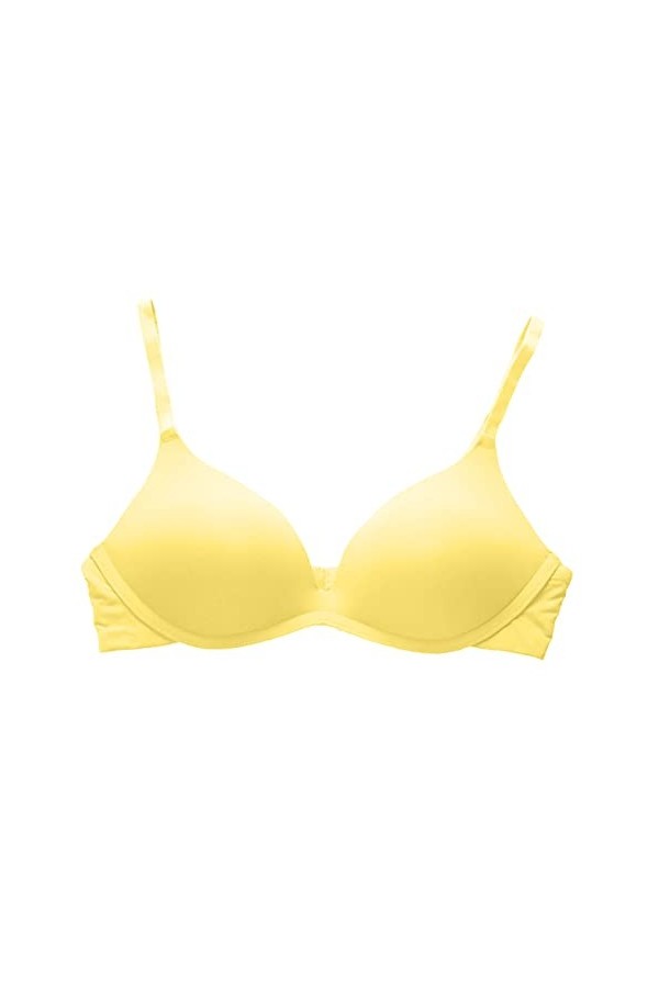 Lingerie soumissive pour femme sexy confortable sans trace léger beau dos soutien-gorge simple sexy et sans bordure, jaune, 6
