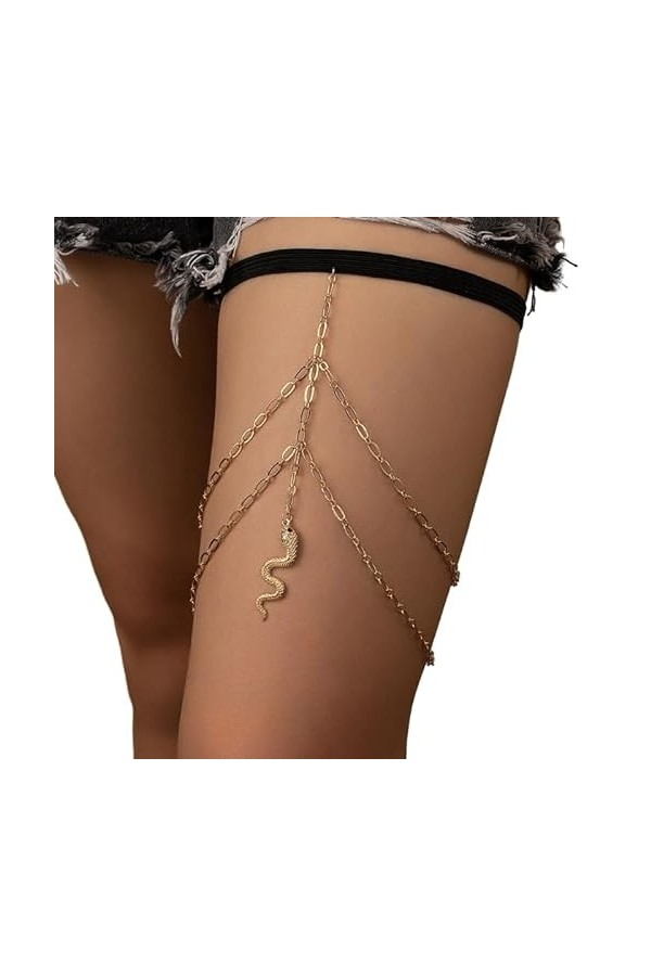 KieTeiiK Chaîne Cuisse Serpent À Plusieurs Couches Chaîne Jambe Élastique Antidérapante Accessoires Jambe Boîte Nuit Bord Mer