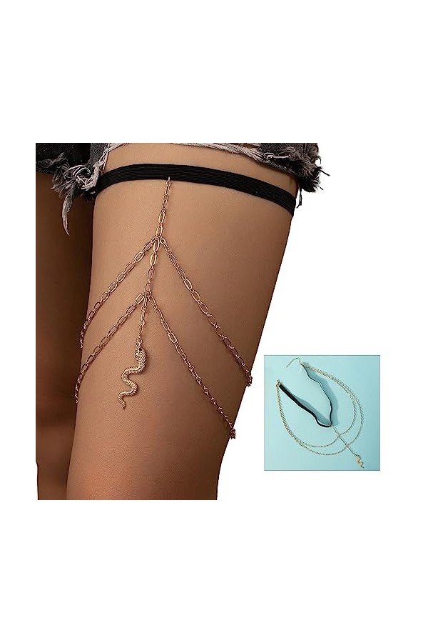 KieTeiiK Chaîne Cuisse Serpent À Plusieurs Couches Chaîne Jambe Élastique Antidérapante Accessoires Jambe Boîte Nuit Bord Mer