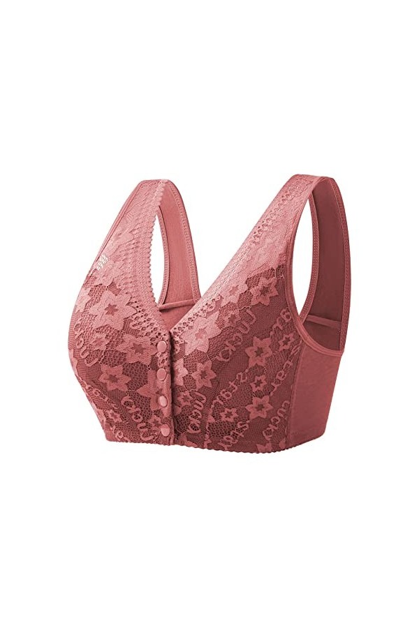 Lingerie Sexy Femme Body Dentelle sous Hot Womens No Steel Ring Front Close Bra T Back Plus Size Soutien-Gorge sans Doublure 