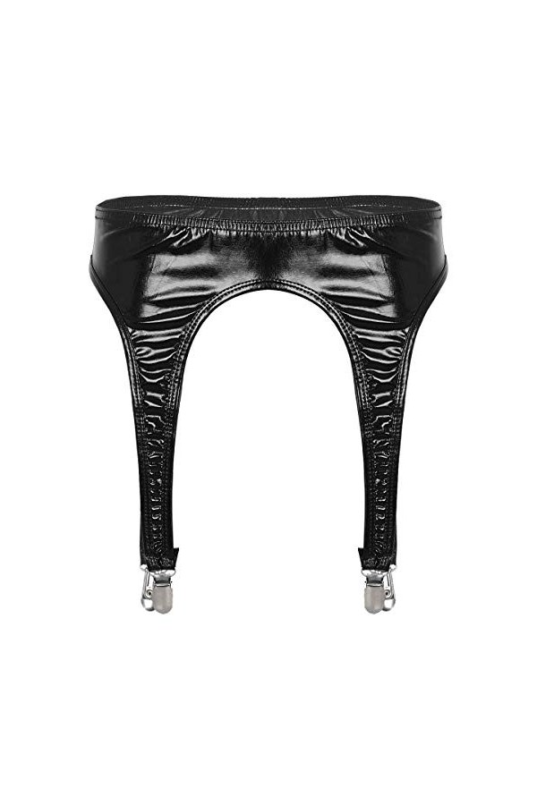 Alvivi Jupe Porte-Jarretelles Erotique Similicuir Métal Femme Lingerie Jarretières 4 Sangles Élastique Harnais Lingerie pour 