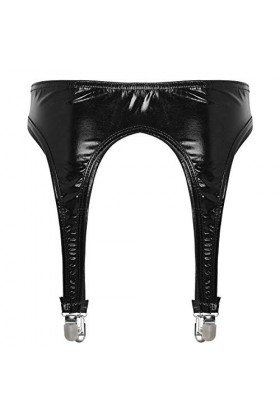 Alvivi Jupe Porte-Jarretelles Erotique Similicuir Métal Femme Lingerie Jarretières 4 Sangles Élastique Harnais Lingerie pour 