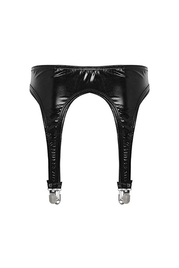 Alvivi Jupe Porte-Jarretelles Erotique Similicuir Métal Femme Lingerie Jarretières 4 Sangles Élastique Harnais Lingerie pour 