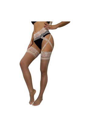 OIUHJN Bas sexy en dentelle pour femme, beige, taille unique