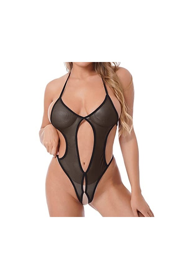 Hasagimol Lingerie Sexy Femme Coquine Hot Ouverte Pour PéNéTration Deep V Dos Nu Réglable Teddy Sous-VêTement Entrejambe Ouve