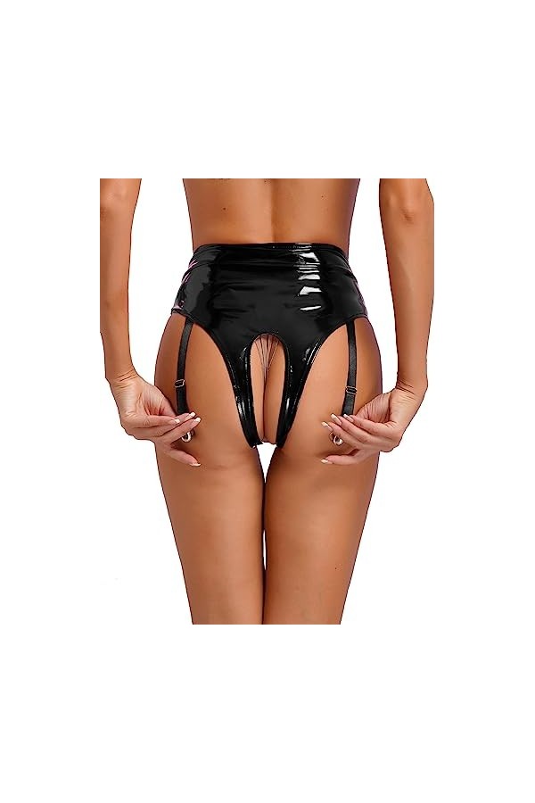 IEFIEL Strings Tangas Femmes Erotique Porte-Jarretelles Bas avec Clips Réglable Séduction sous-vêtements Jarretière Jarretell