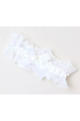 Jarretière de mariage en dentelle avec nœud - Jarretière extensible pour fête de mariée, bal de fin dannée, porte-jarretelle