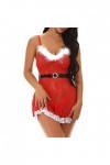 liaddkv Ensemble de lingerie sexy en dentelle pour femme - Père Noël, rouge, XL