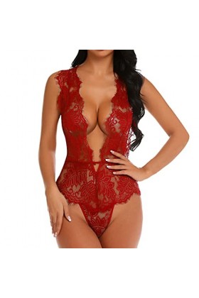 HANXIULIN Lingerie érotique Chemise de Nuit pour Femmes Confortable Doux Lingerie Transparente Pyjamas Culotte en Dentelle vê
