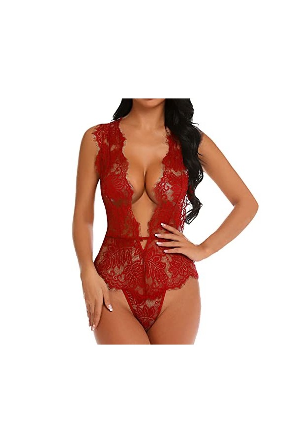 HANXIULIN Lingerie érotique Chemise de Nuit pour Femmes Confortable Doux Lingerie Transparente Pyjamas Culotte en Dentelle vê