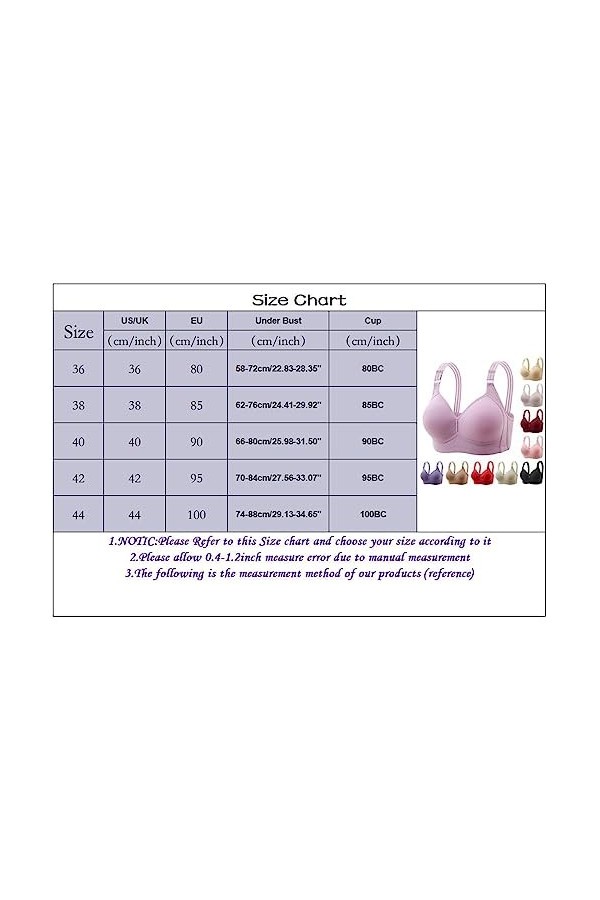 Brassière Femme Sexy sous-vêtement Souple pour Personnes Âgées sans Armature pour Grande Poitrine Effet de Soulèvement