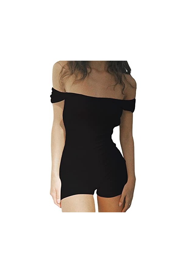 HodJIU Combinaison Sexy Dos Nu pour Femme Combishort Moulante Backless Jumpsuit Tenue Une Pièce sans Manches Y2k Clubwear No