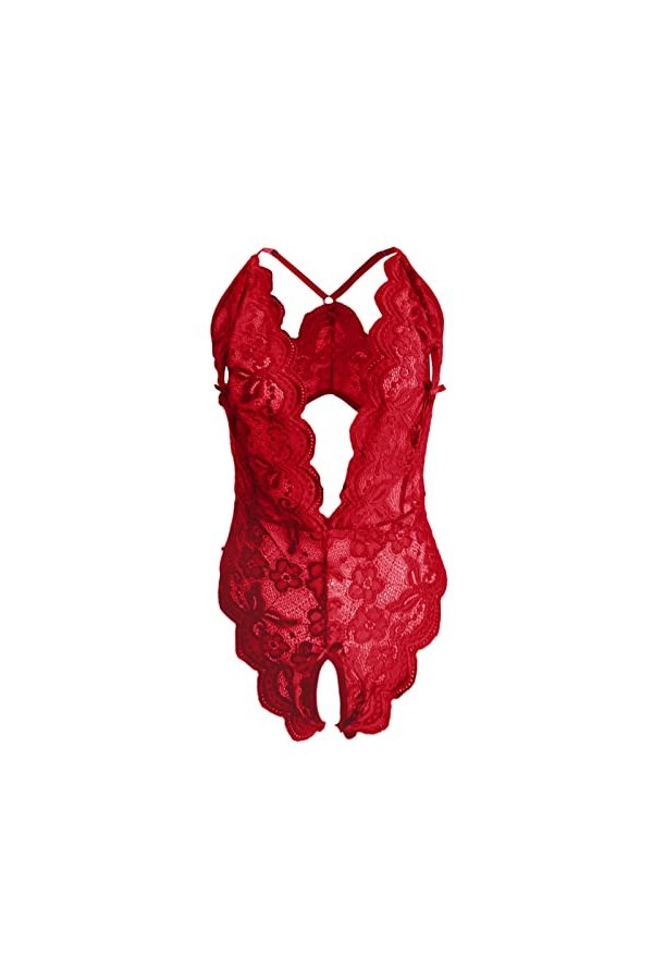 Body sexy pour femme - Lingerie en dentelle - Nuisette - Sous-vêtements sexy - Pour sexe Teddy - Col en V profond - Nuisette 