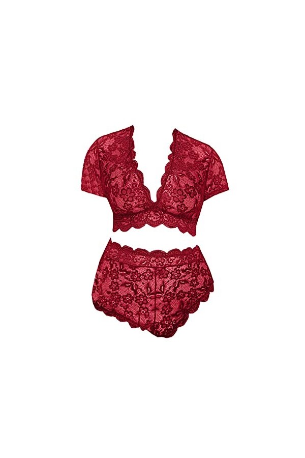 Ensemble Lingerie Femme 2 Pieces Sexy De Push-Up en Dentelle sous-Vêtements De Seduction Dentelle avec Soutien-Gorge Et Culot