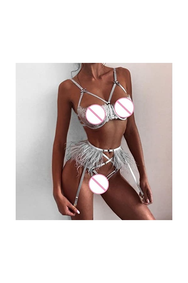 liaddkv Lingerie sexy en dentelle pour femme, Blanc., XXL