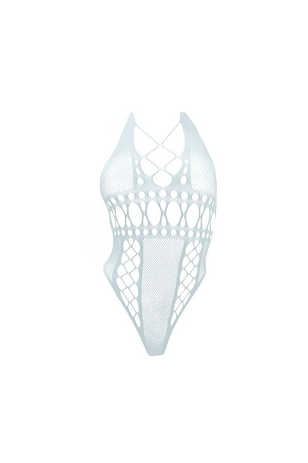 wjiNFDFG Vêtements Sexy Sexy Lingerie Maille Fronde Creux Licou Cou Combinaison Lingerie Lit Adulte Blue, One Size 