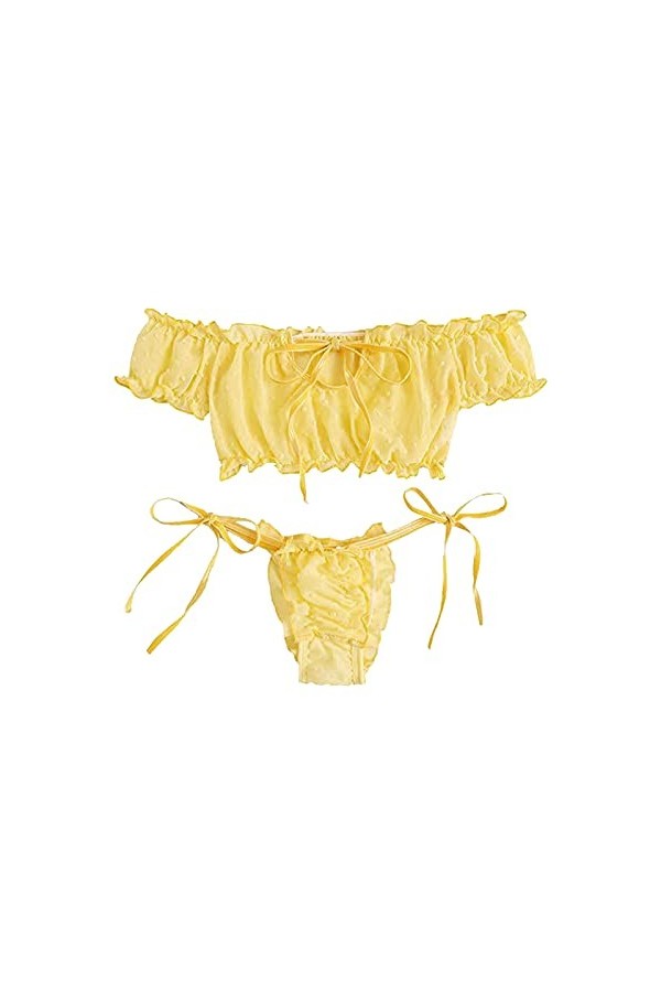 Vêtements De Nuit Femme Sexy sous-Vetements Erotique Ensemble Soutien Gorge et String 2 Pièce Lingerie Sexy Ensemble Dentelle