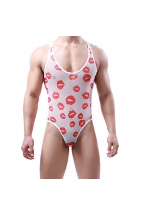 PODOLIXIA Combinaison sexy une pièce pour homme - Body moulant - Sous-vêtements à manches courtes - Combinaison de lutte - St